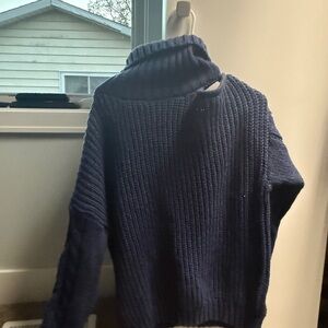 SHEIN Navy Cowl Neck Sweater